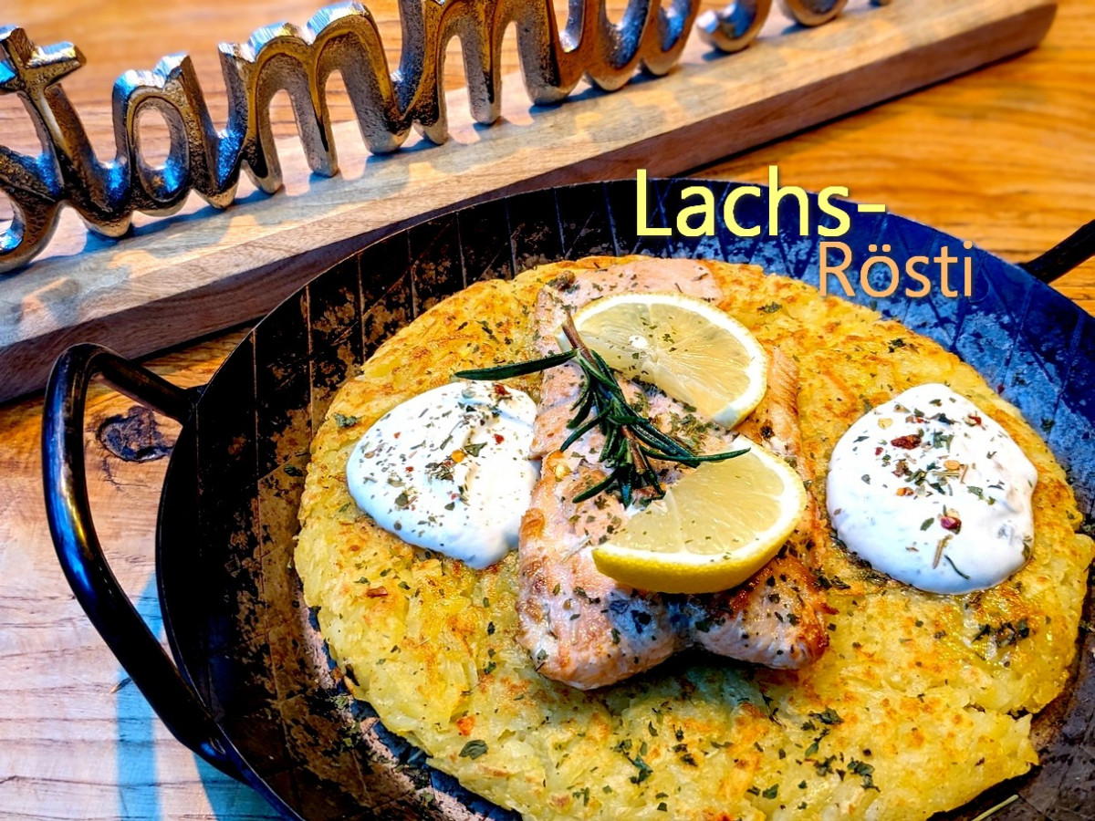 Lachsrösti beschriftet